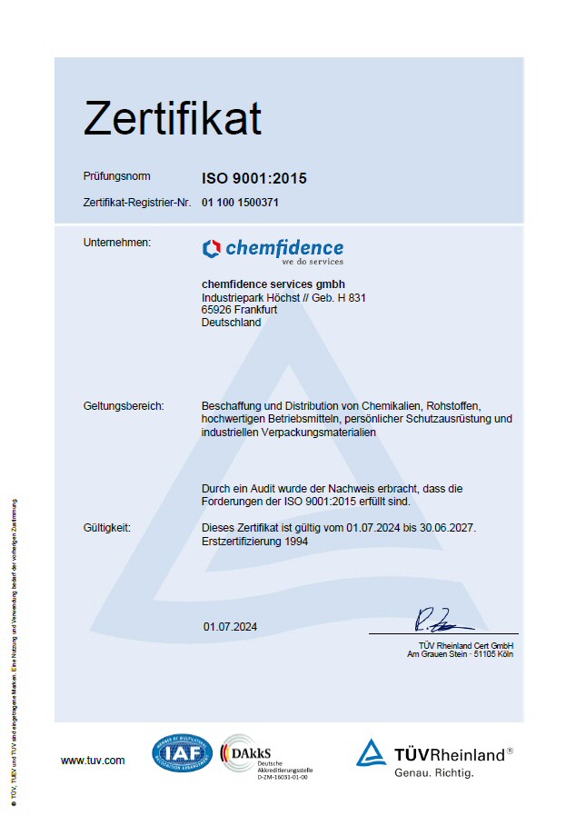 Zertifikat 9001:2015